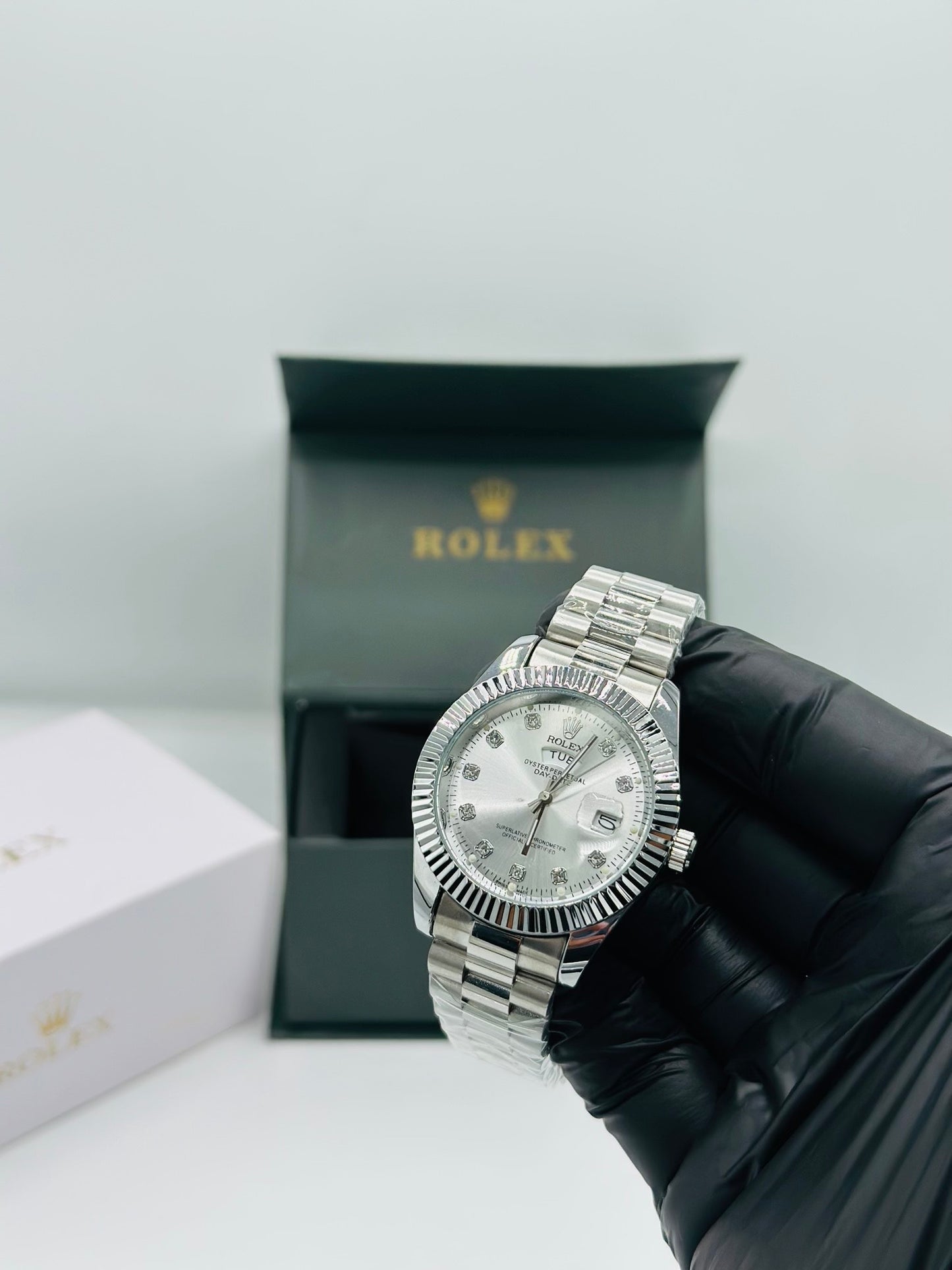 Silver Diamond-Style Men’s Watch