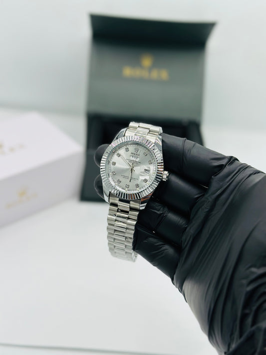 Silver Diamond-Style Men’s Watch