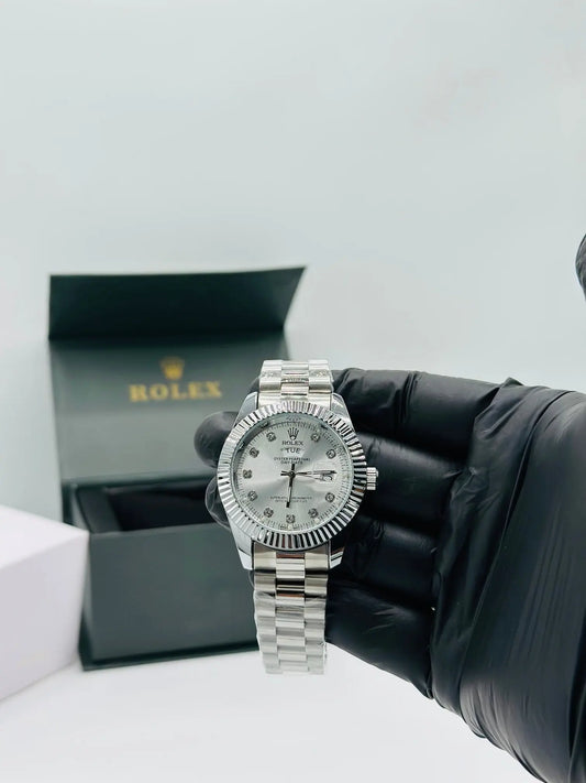 Silver Diamond-Style Men’s Watch Valordote