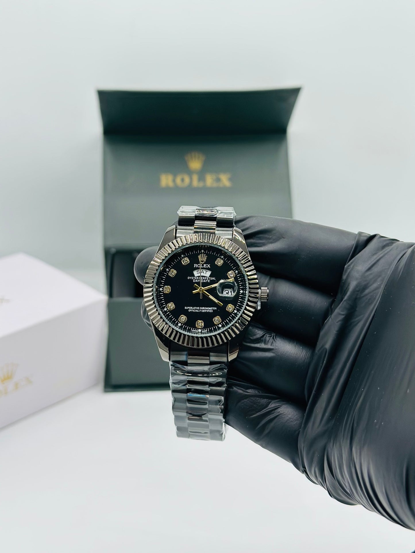 Black Dial Diamond-Style Men’s Watch