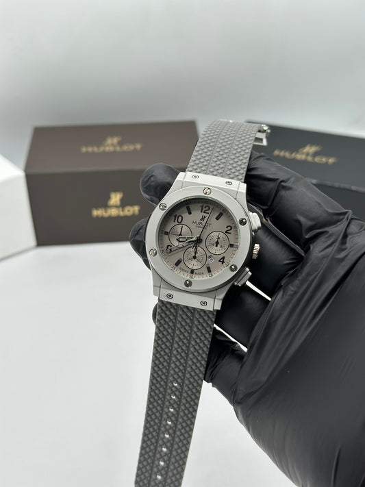 White Skeleton Dial Grey Strap Men’s Watch
