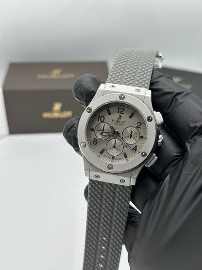White Skeleton Dial Grey Strap Men’s Watch