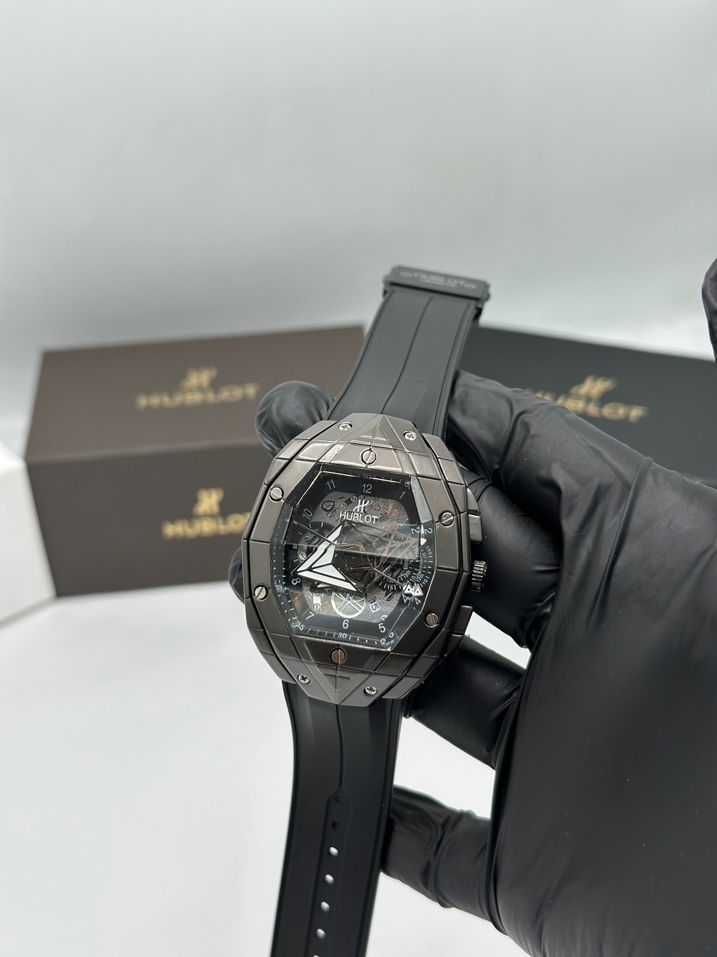 Black Skeleton Dial Men’s Watch