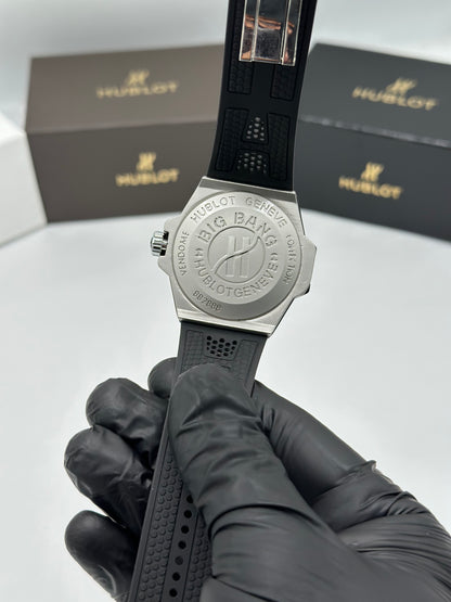 Silver Skeleton Dial Black Strap Men’s Watch